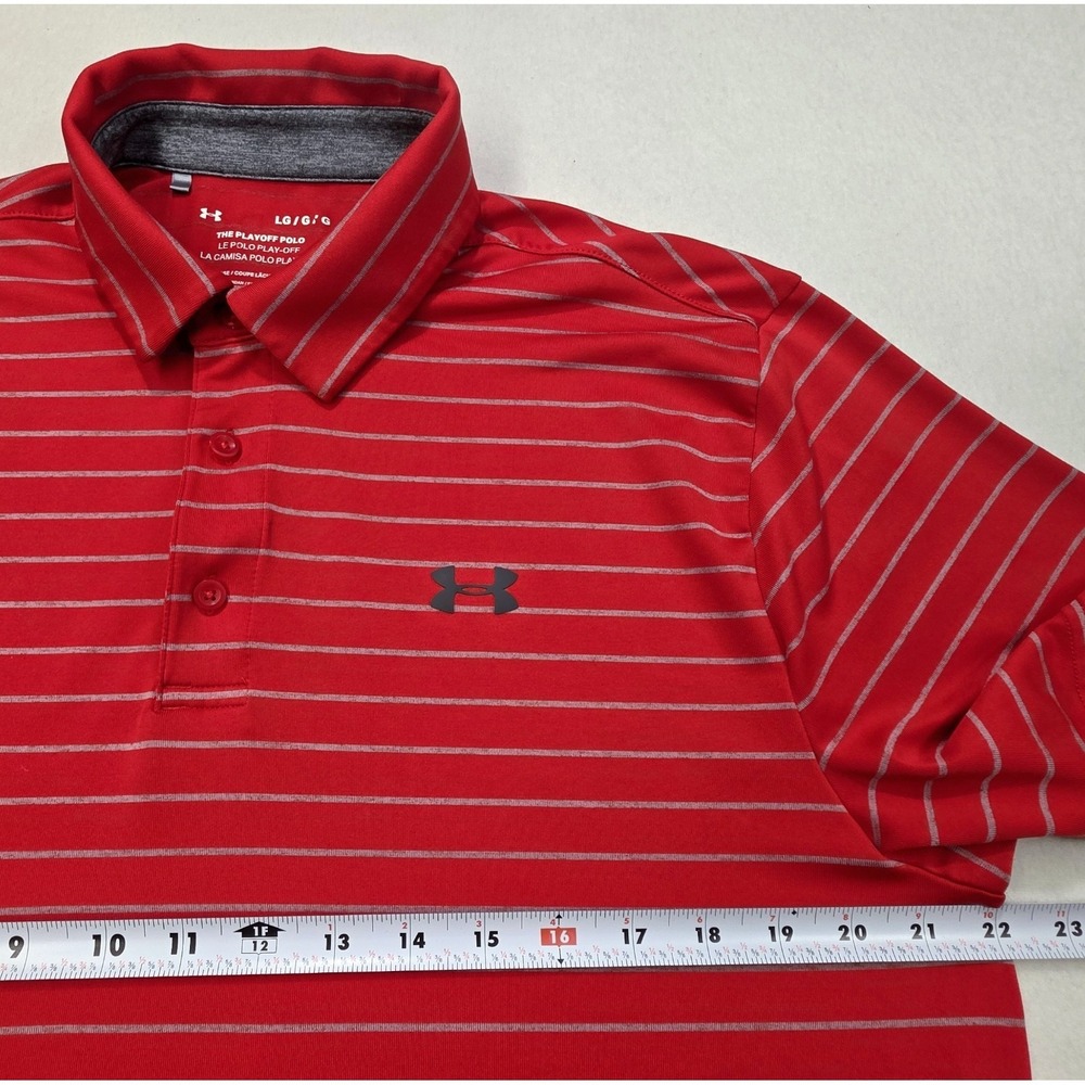 Under Armour The Playoff Polo Shirt Mens L LIMITED USE Red Gray Golf Stretch - Picture 4 of 8